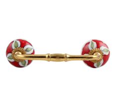 Hibiscus Green Flower Ceramic Bridge Handle