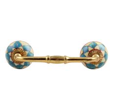 Turquoise and Yellow Ceramic Bridge Handle