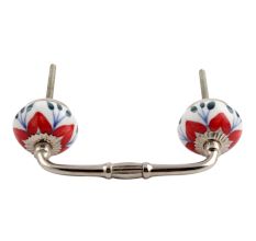 Red Flower Ceramic Bridge Handle