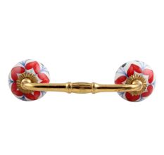 Red Flower Ceramic Bridge Handle