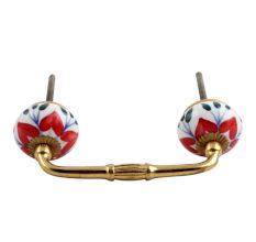 Red Flower Ceramic Bridge Handle