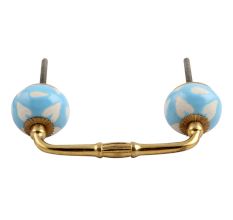 Turquoise Etched Ceramic Bridge Handle