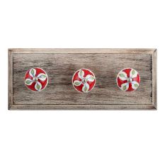 Hibiscus Green Flower Ceramic Wooden Hooks
