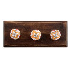 Amaryllis Mustard Flower Ceramic Wooden Hooks