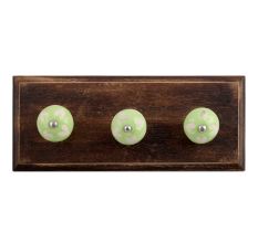 Light Green Etched Ceramic Wooden Hooks