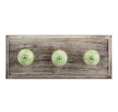 Light Green Etched Ceramic Wooden Hooks