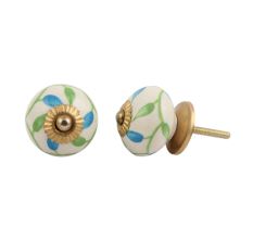 Green Blue Leaf Knob