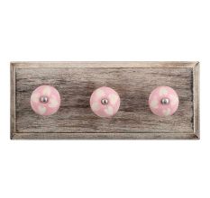 Light Pink Etched Ceramic Wooden Hooks