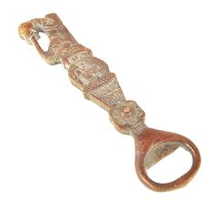 Brass Dog Head Elephant Bottle Opener with Patina