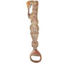Brass Dog Head Elephant Bottle Opener with Patina