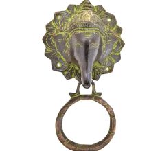 Brass Ganesha  Elephant Design Door Knocker Ring