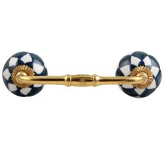 Dark Green Check Ceramic Bridge Handle