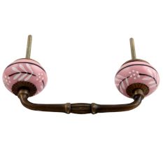 White Pink Leaf Ceramic Bridge Handle