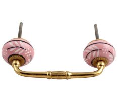White Pink Leaf Ceramic Bridge Handle