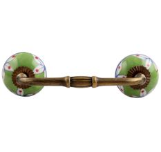 Pea Green Leaf Ceramic Bridge Handle
