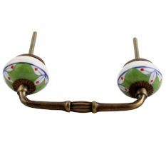 Pea Green Leaf Ceramic Bridge Handle