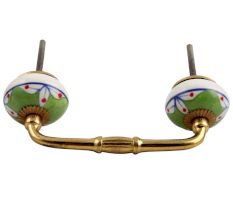 Pea Green Leaf Ceramic Bridge Handle
