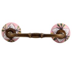 White and Green Leaf Ceramic Bridge Handle