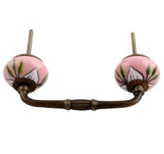 White and Green Leaf Ceramic Bridge Handle