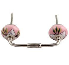 White and Green Leaf Ceramic Bridge Handle