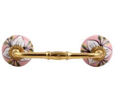 White and Green Leaf Ceramic Bridge Handle