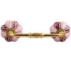 Red and Black Leaf Ceramic Bridge Handle