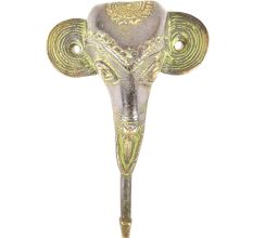 Brass Tribal Elephant Face Single Wall Hooks