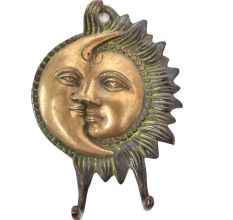 Brass Sun Moon Half Face Wall Hooks