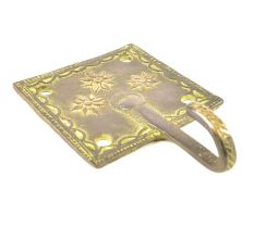 Brass Square Block with Floral Design Single Wall Hooks