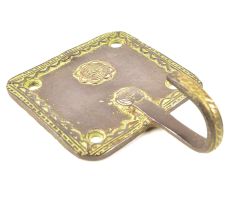 Brass Green Squared Floral Design Single Wall Hooks