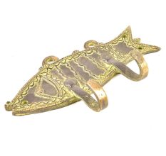 Tribal Brass Fish Wall Hooks with Patina