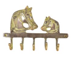 Brass Hooks Holder and Hanger with Two Horse Heads