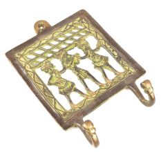 Brass Three Working Ladies Dhokra Art Wall Hooks