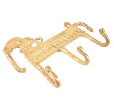Brass Elephant Dhokra Art Triple Hooks