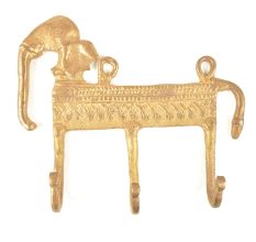 Brass Elephant Dhokra Art Triple Hooks