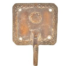 Brass Red Squared Floral Design Single Wall Hooks