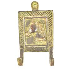 Brass Horse Face Framed Double Wall Hooks