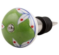 Pea Green Leaf Ceramic Wine Stopper