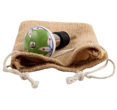 Pea Green Leaf Ceramic Wine Stopper