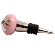White And Green Flower Leaf Ceramic Wine Stopper