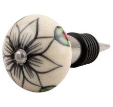 Black Flower Ceramic Wine Stopper