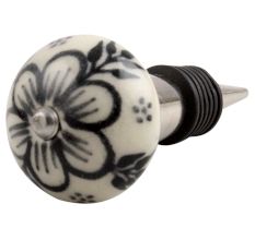 Black Leaf Round Ceramic Wine Stopper