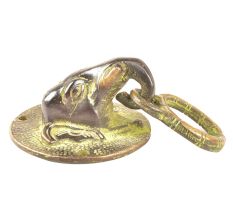 Brass Elephant Door Knocker Ring with patina