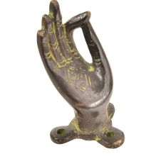 Door Handle Pull Aged Brass Buddha Hand Mudra