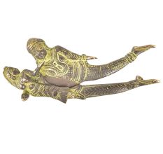 Lord Vishnu and Goddess Lakshmi Engraved Brass Nut Cracker