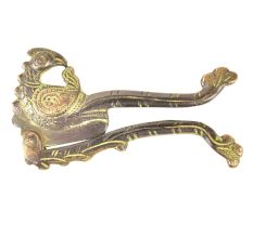 Handcrafted Brass Peacock Nut Cracker Green Patina