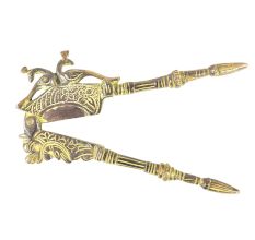 Brass Peacock Lion Betal Nut Cracker Green Patina