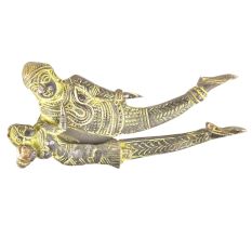 Lord Vishnu and Goddess Lakshmi Patina Engraved Brass Nut Cracker
