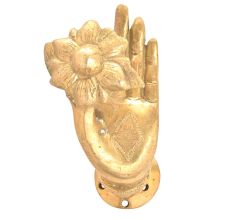 Brass Mudra with Flower Door Knob or Pull