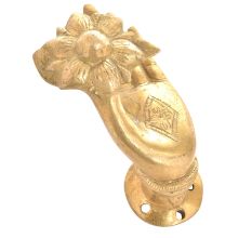 Brass Mudra with Flower Door Knob or Pull